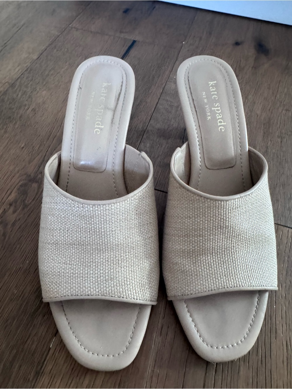kate spade Cream Woven Open-Toe Slip-On Mules